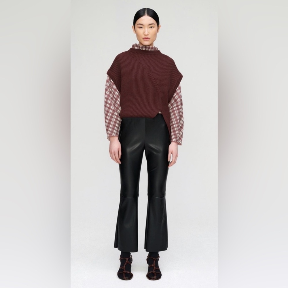 Black Faustine Faux Leather Flare Pants Black Size 38/6